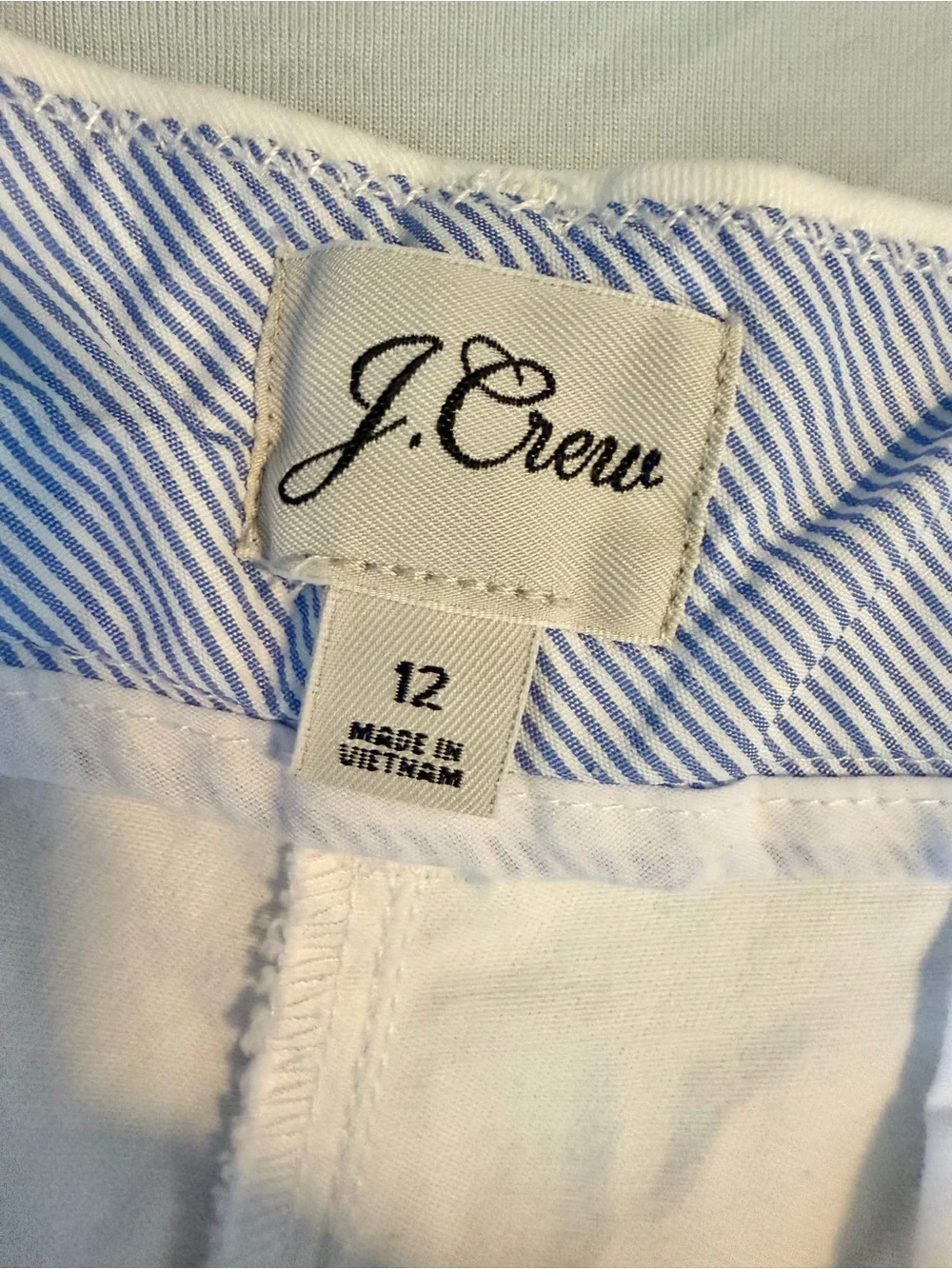 J. Crew Women’s Mid Rise White Chino Shorts 12